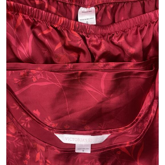 Victoria’s Secret Womens Size Small Satin Pajama Set Tank & Pants Red Print - Picture 3 of 11